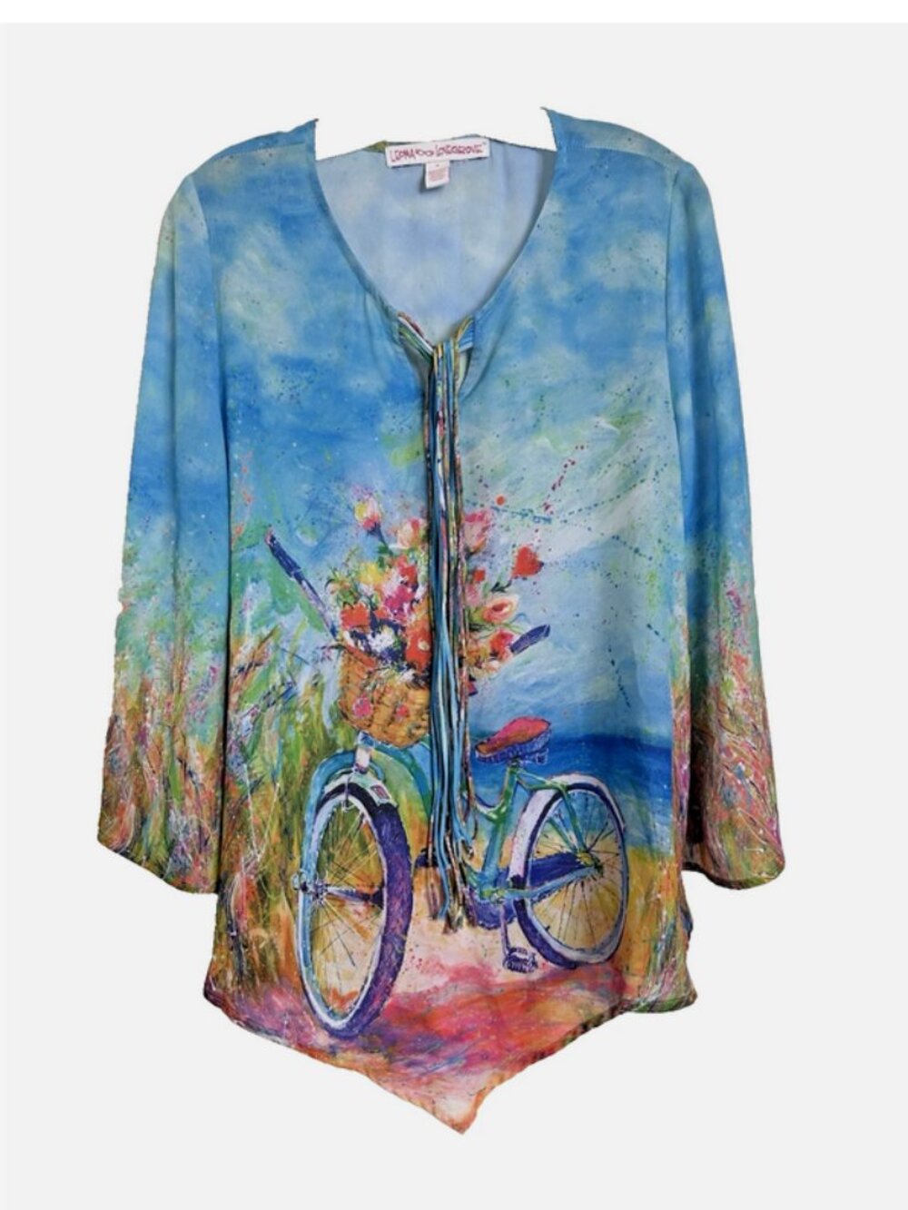 LEOMA LOVEGROVE Seashore Bicycle Fringe Top Med Art to Wear Coverup
